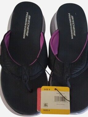Skechers Women's Blue Flip Flop Sandals with Purple Lining